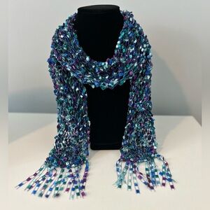 New Peacock/Jewel color Knit Scarf